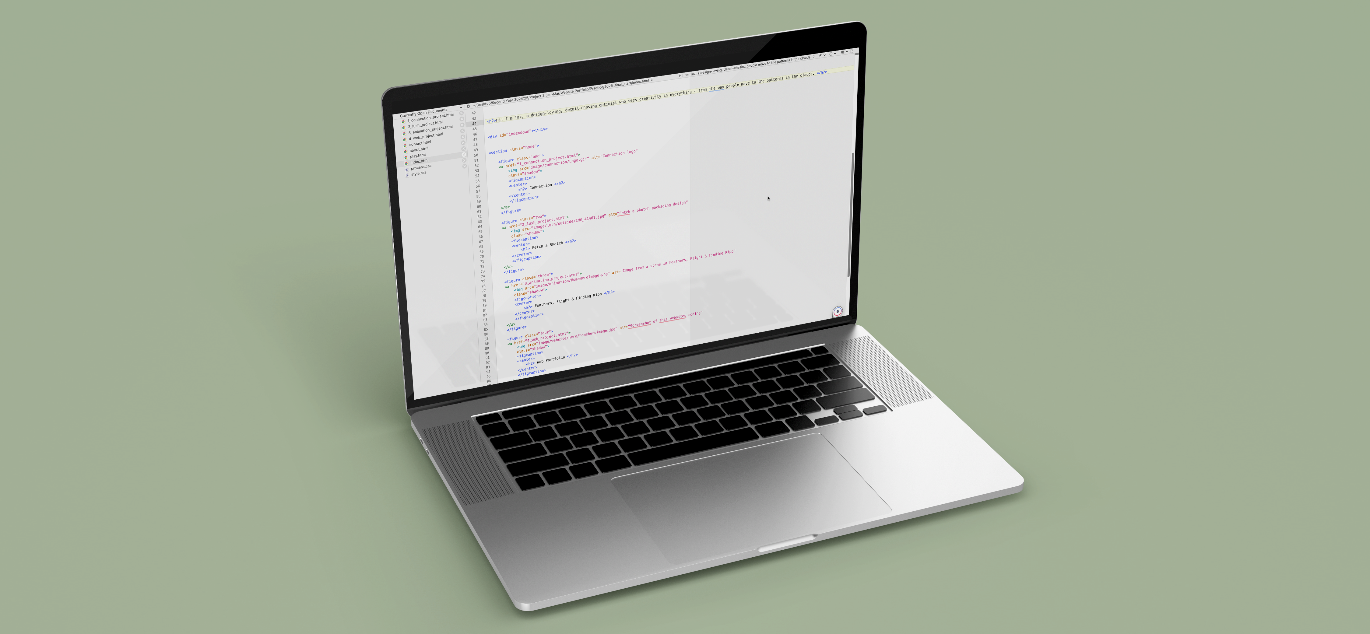 Image of a laptop with my website on the screen