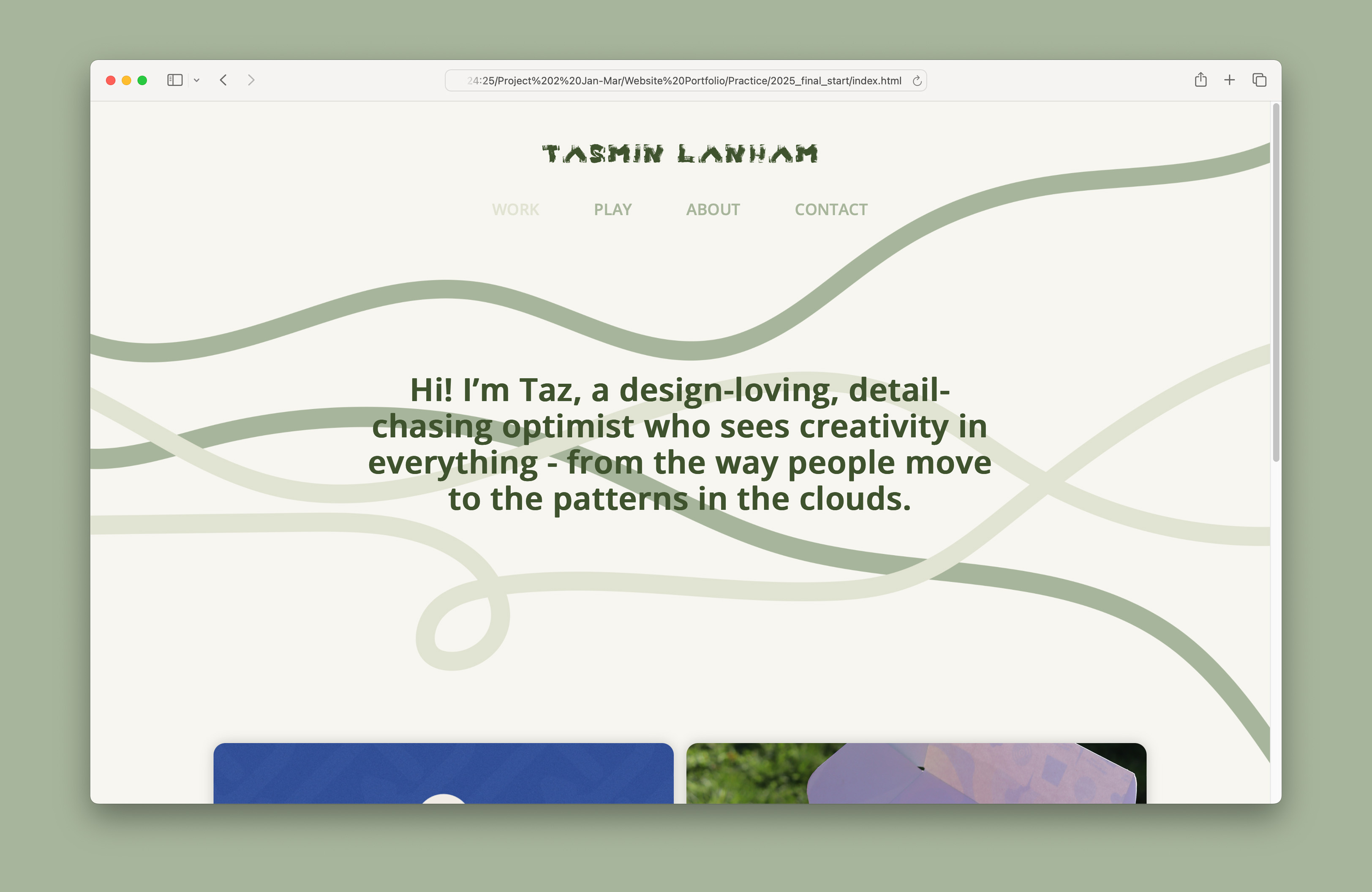 My website with chosen background colour