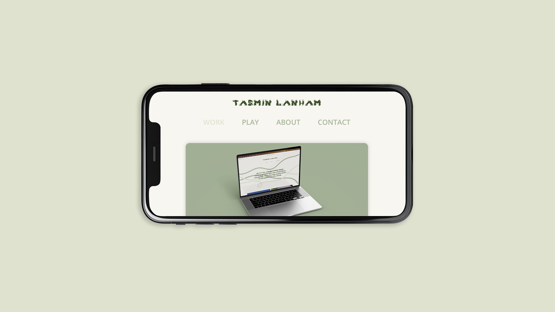 My website on a phone held vertically